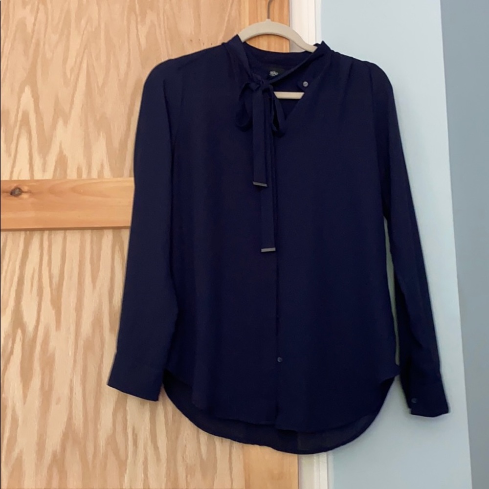 Navy sheer blouse